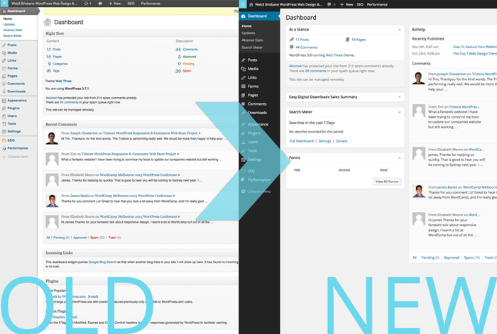 WordPress 3.8 Old vs New