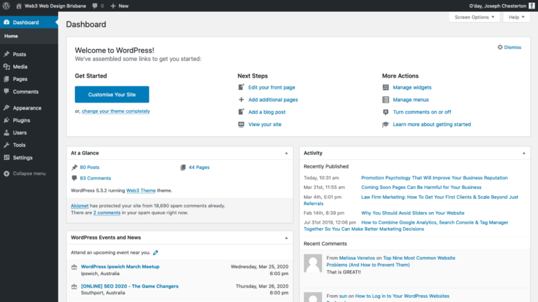 WordPress Dashboard