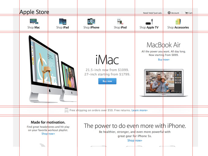 Apple Web Design using grid systems