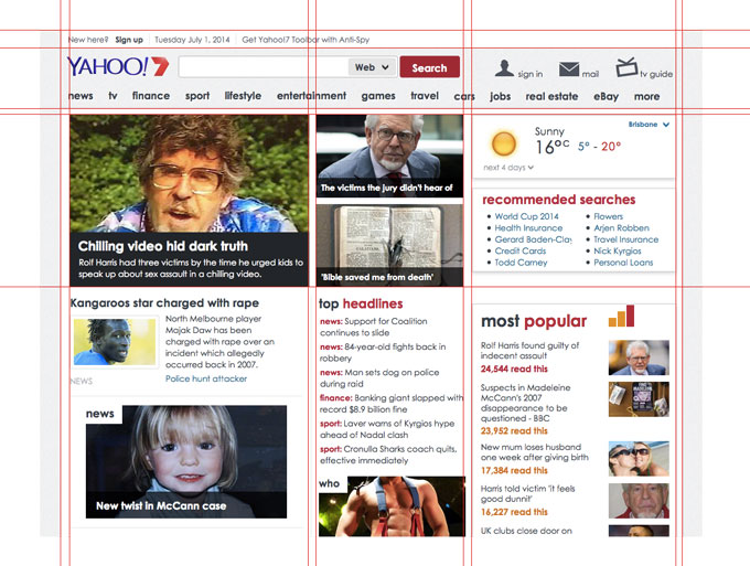 Yahoo Web Design using a grid system