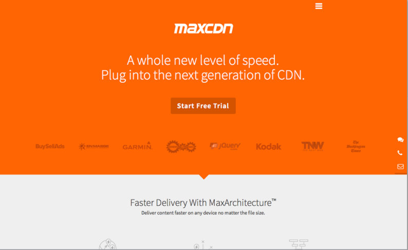MaxCDN homepage screenshot