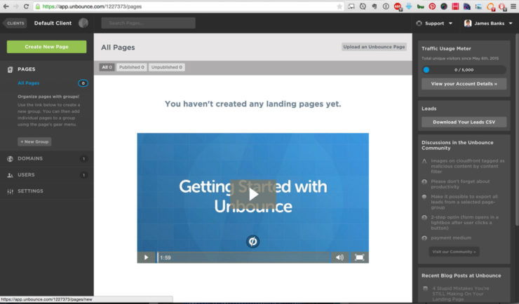 Unbounce - Create the landing page
