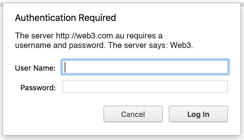 Website Authentication Required