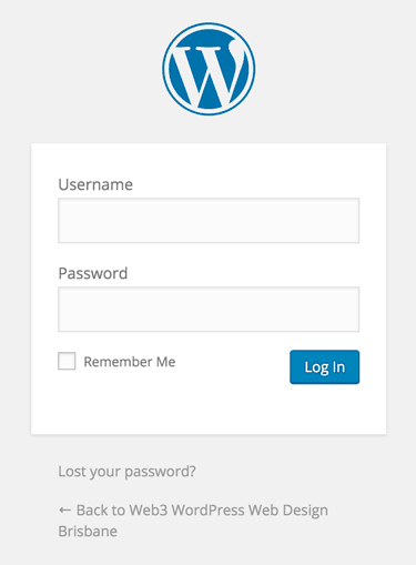WordPress Login screen