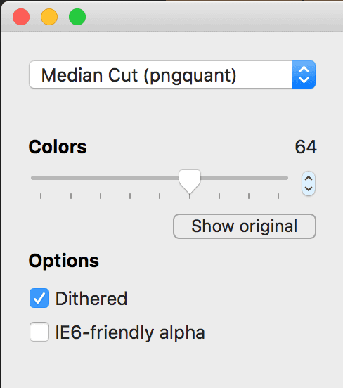 ImageAlpha compression settings