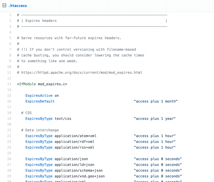 Setting htaccess optimisations