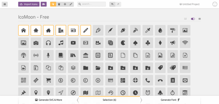 Choosing only the icons that are needed in IcoMoon