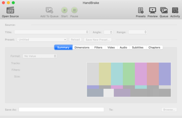 Screenshot of HandBrake Media Compression App