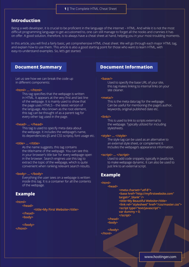 HTML Cheat Sheet - a Quick Reference - Web3 Digital Marketing Agency