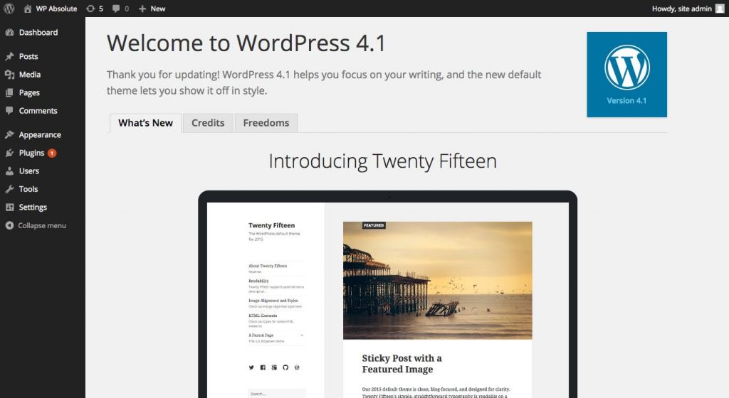 WordPress 4.1 Welcome Screen