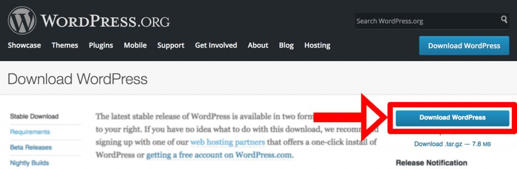Download WordPress on wordpress.org