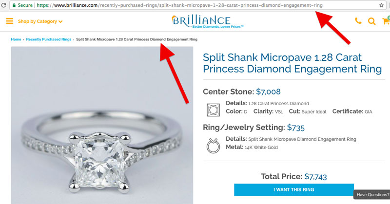 Brilliance keeps their SEO title and page slug unique for every page