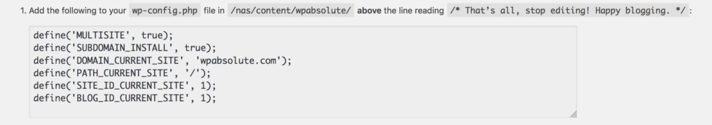 Add Multisite Code to wp-config.php