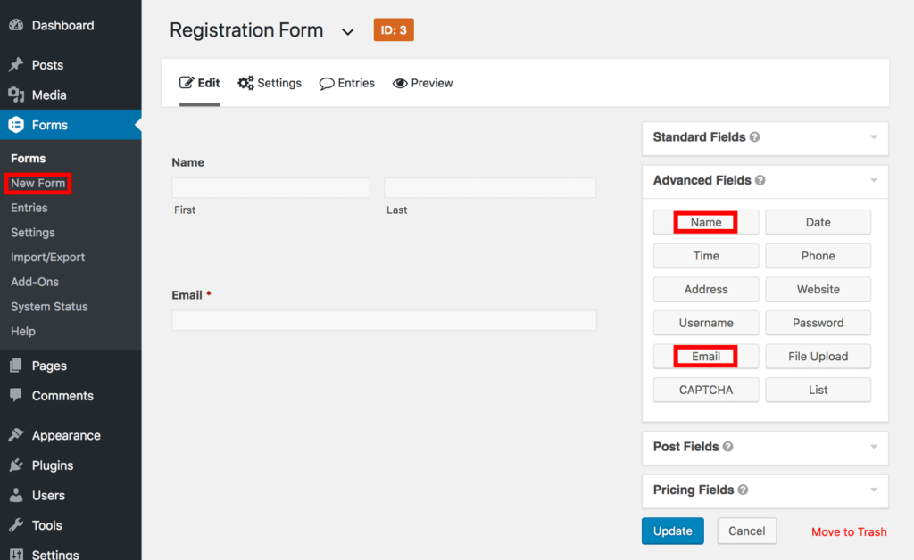 Gravity Forms Registration Form Creation