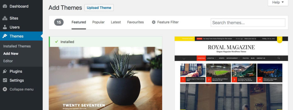 Install Theme WordPress Multisite