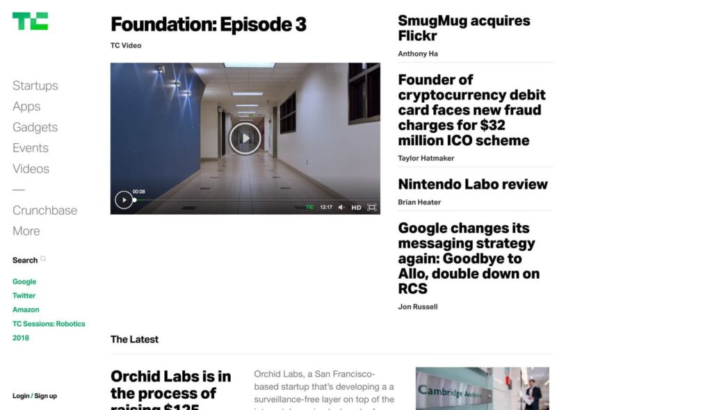 TechCrunch Website