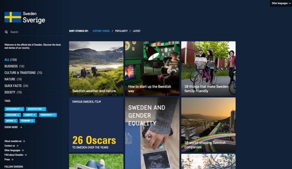 The Official Site of Sweden Website