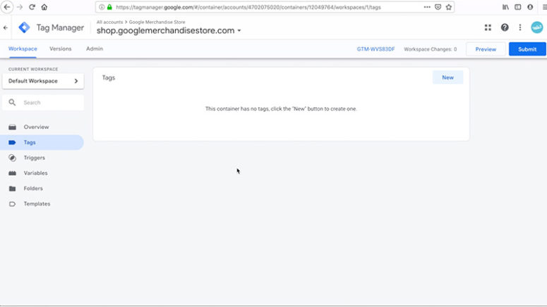 New Google Tag Manager account