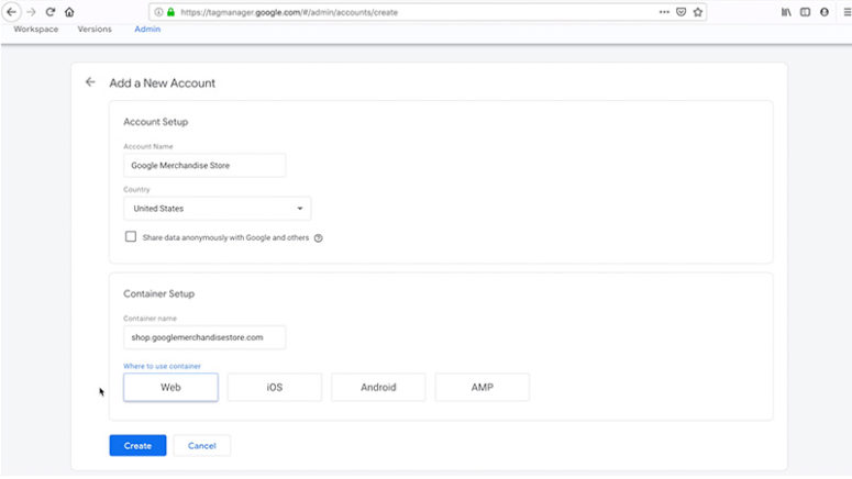 Setting up a new Google Tag Manager account