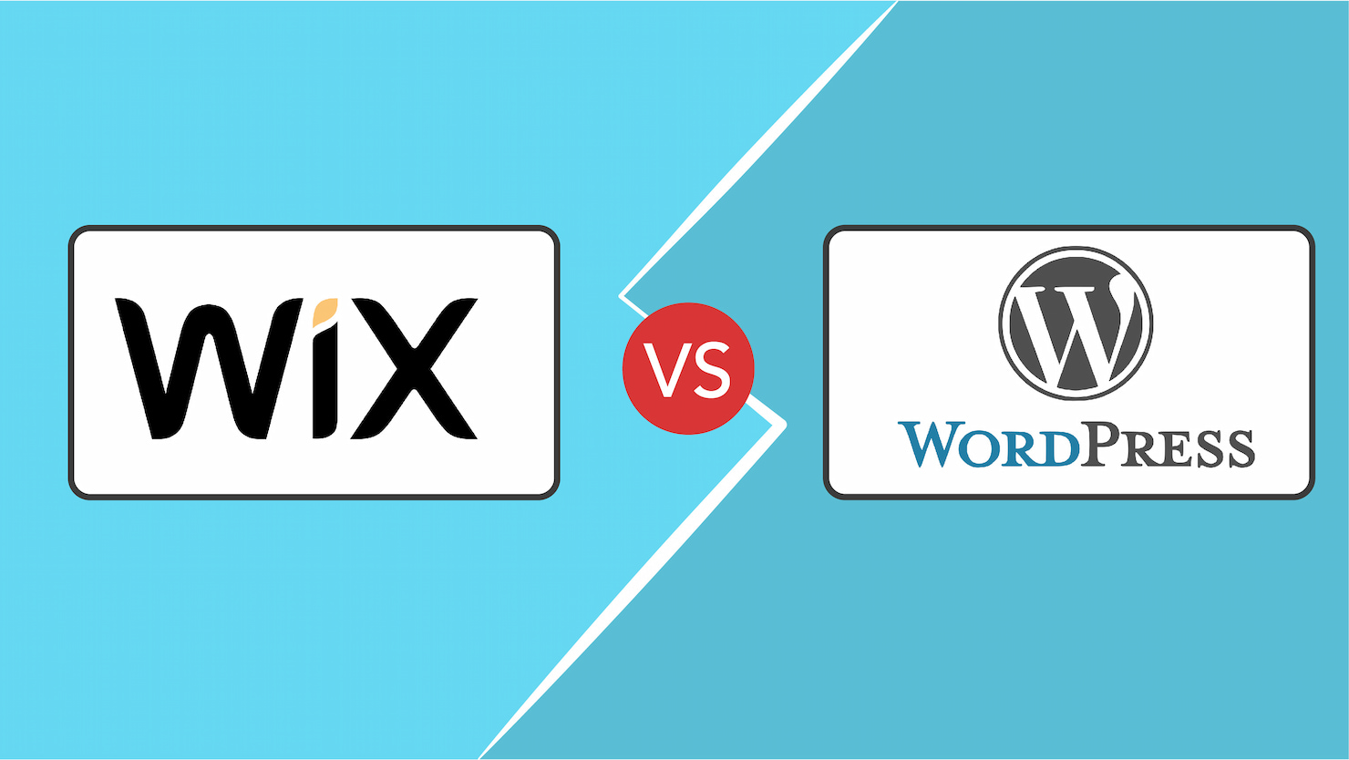 Wix Vs WordPress with lightening bolt graphic